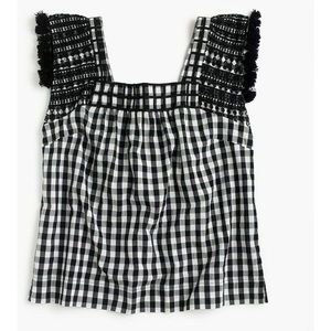 J Crew Gingham Peasant Top size 6